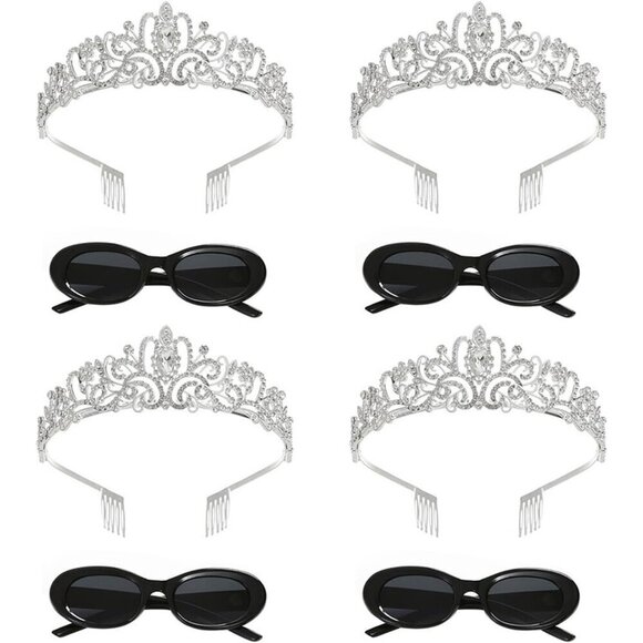 Women Costume Accessory Set Princess Tiara Crowns Sunglasses Party Favors